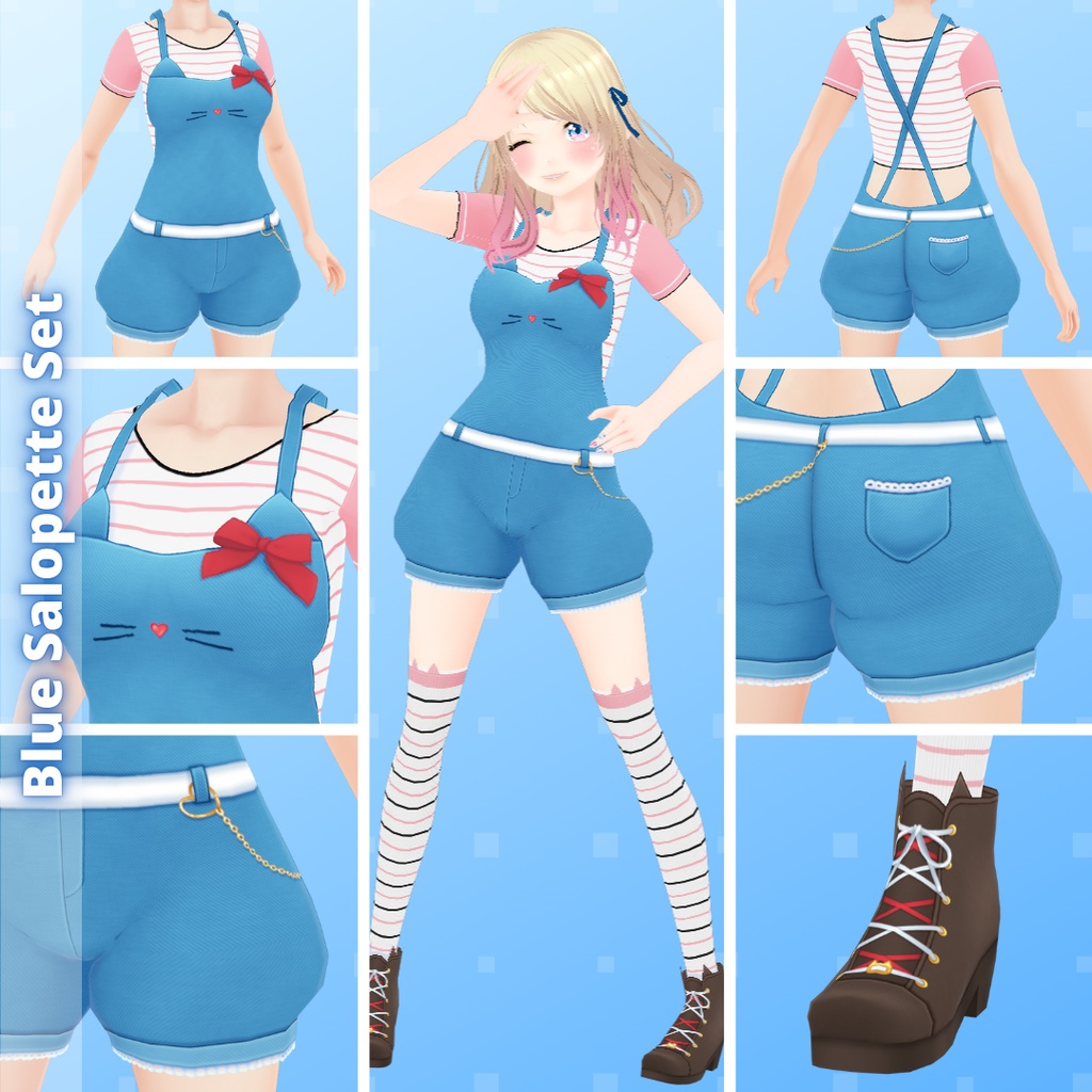 【VRoid】 Kitty Salopette Set - Spring 2025
