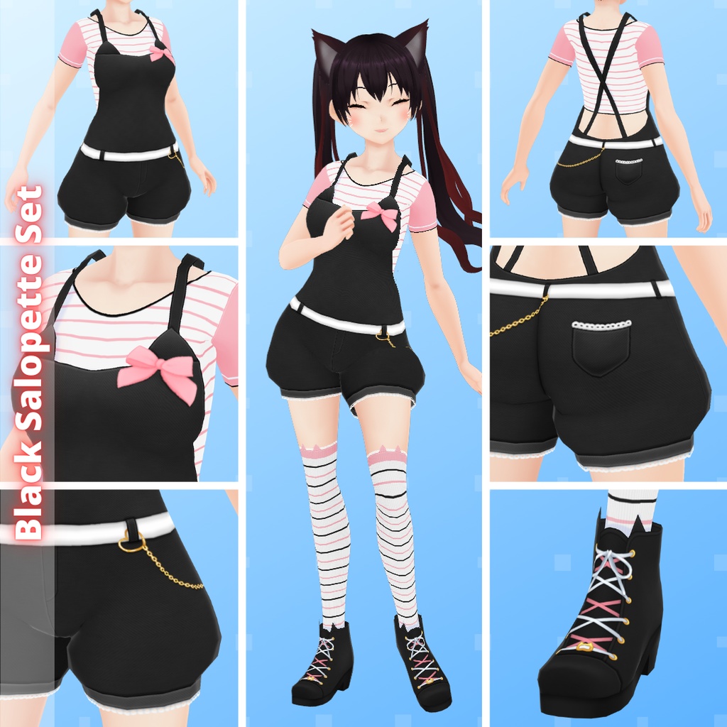 【VRoid】 Kitty Salopette Set - Spring 2025