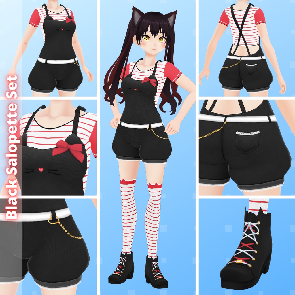 【VRoid】 Kitty Salopette Set - Spring 2025