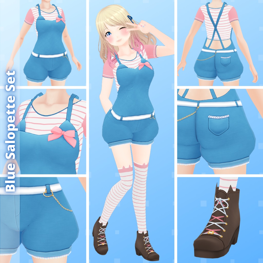 【VRoid】 Kitty Salopette Set - Spring 2025