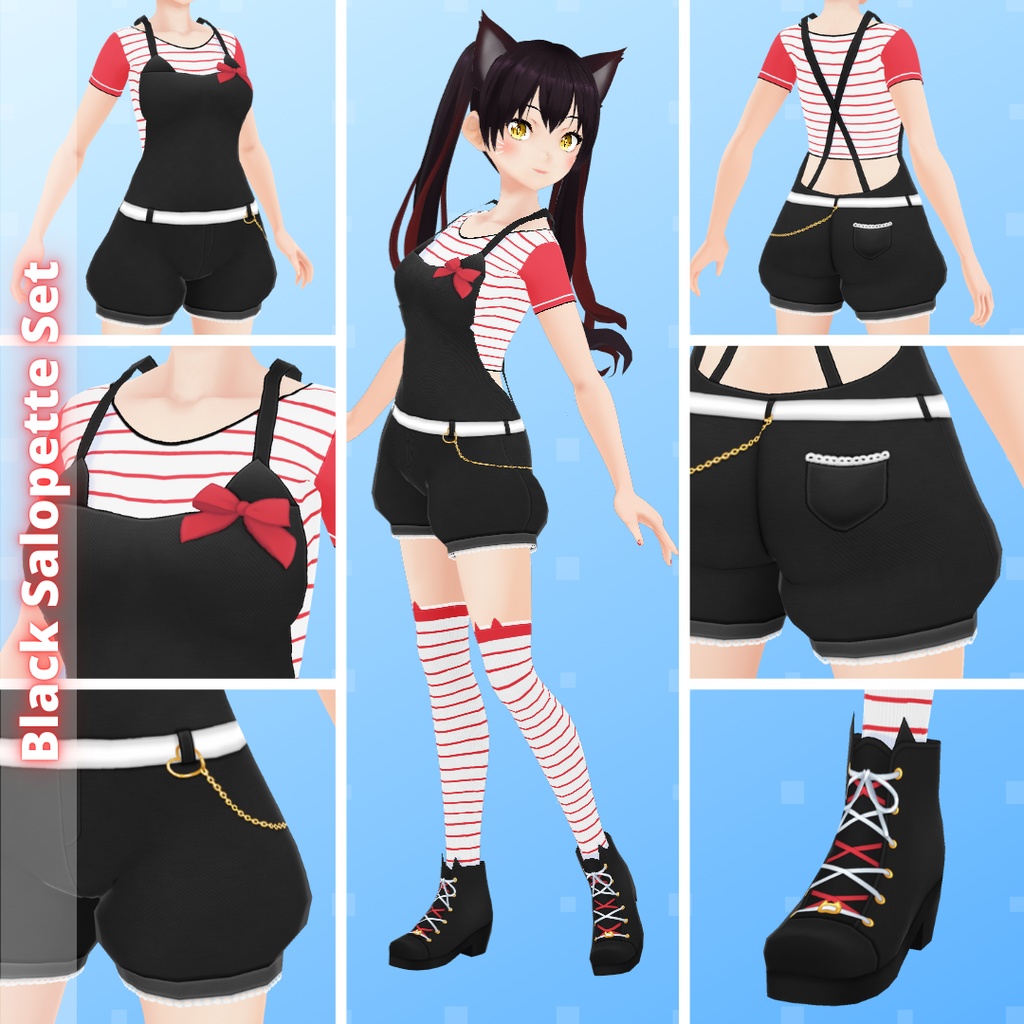 【VRoid】 Kitty Salopette Set - Spring 2025