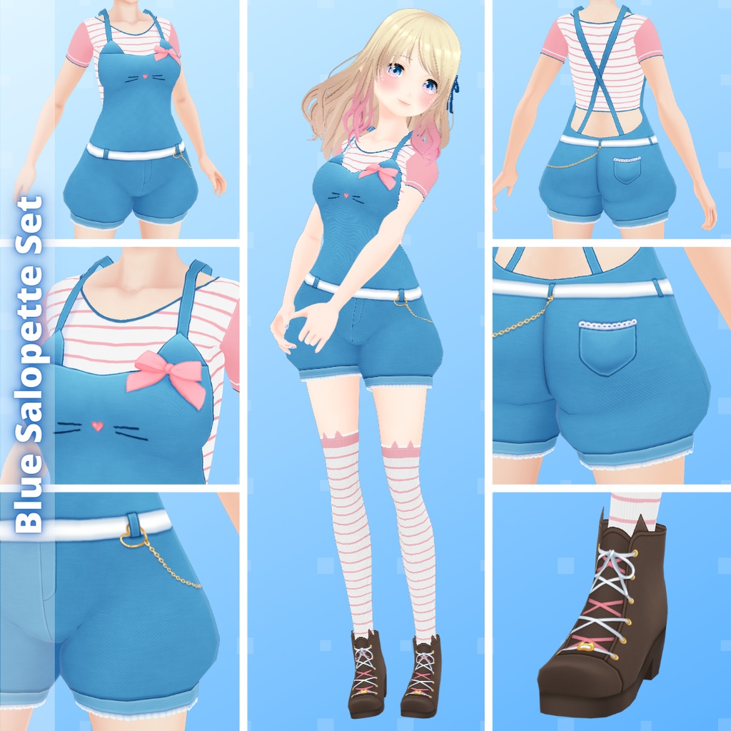 【VRoid】 Kitty Salopette Set - Spring 2025