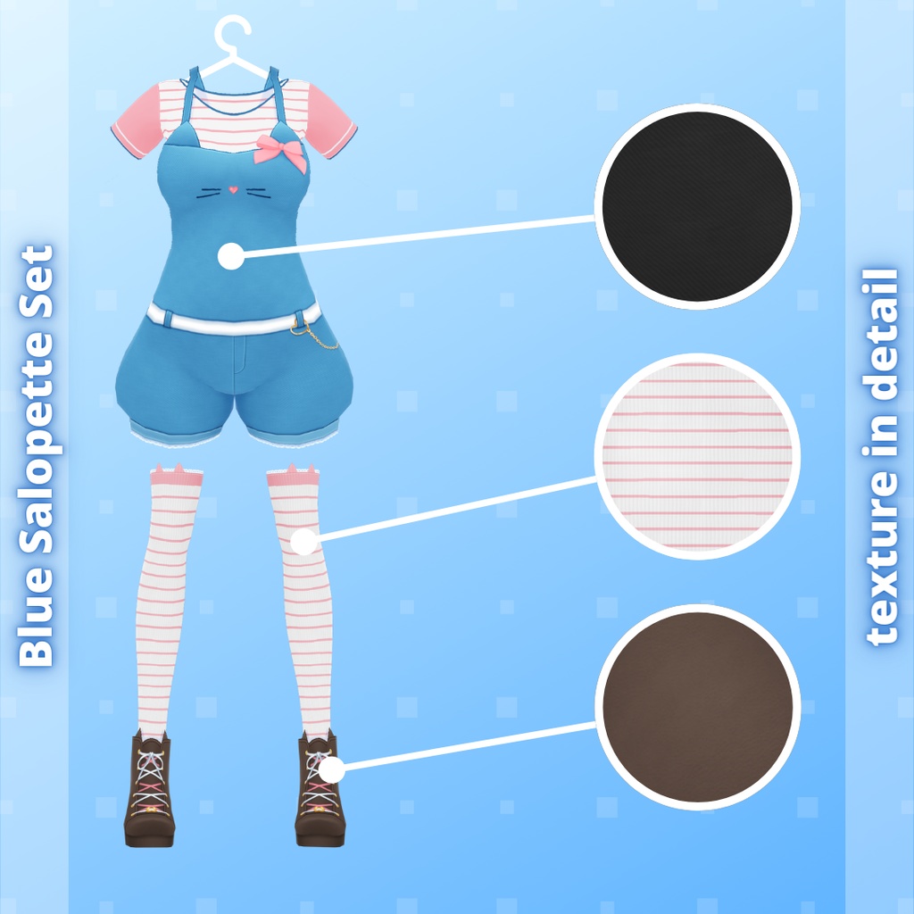 【VRoid】 Kitty Salopette Set - Spring 2025