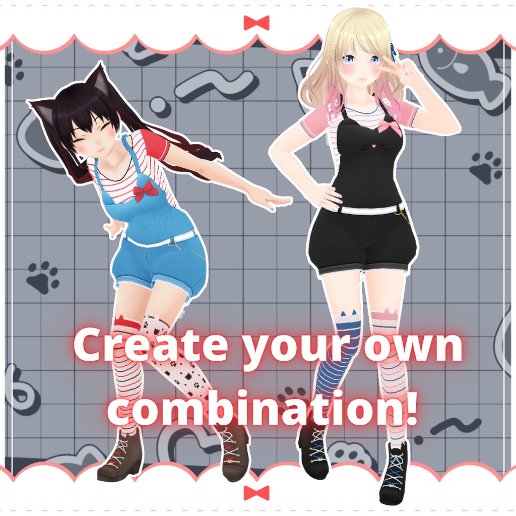 【VRoid】 Kitty Salopette Set - Spring 2025
