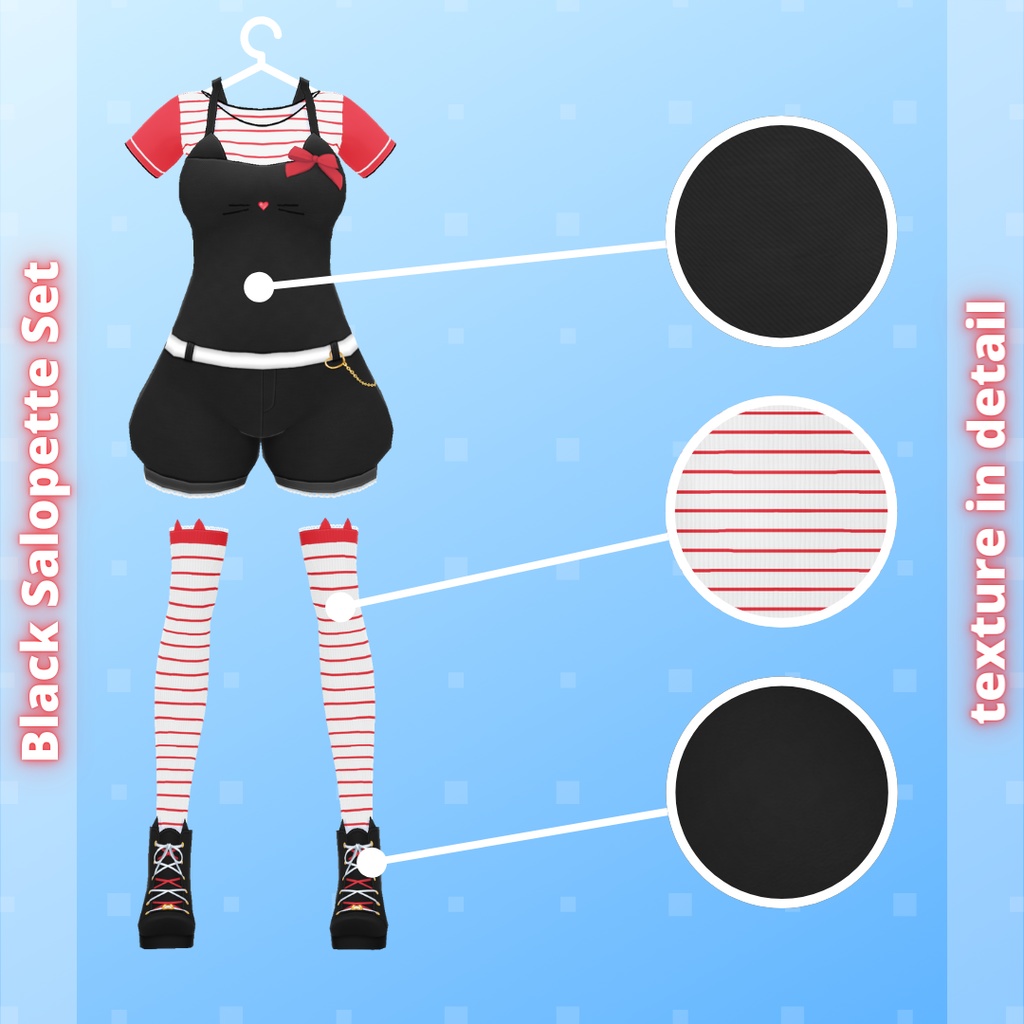 【VRoid】 Kitty Salopette Set - Spring 2025