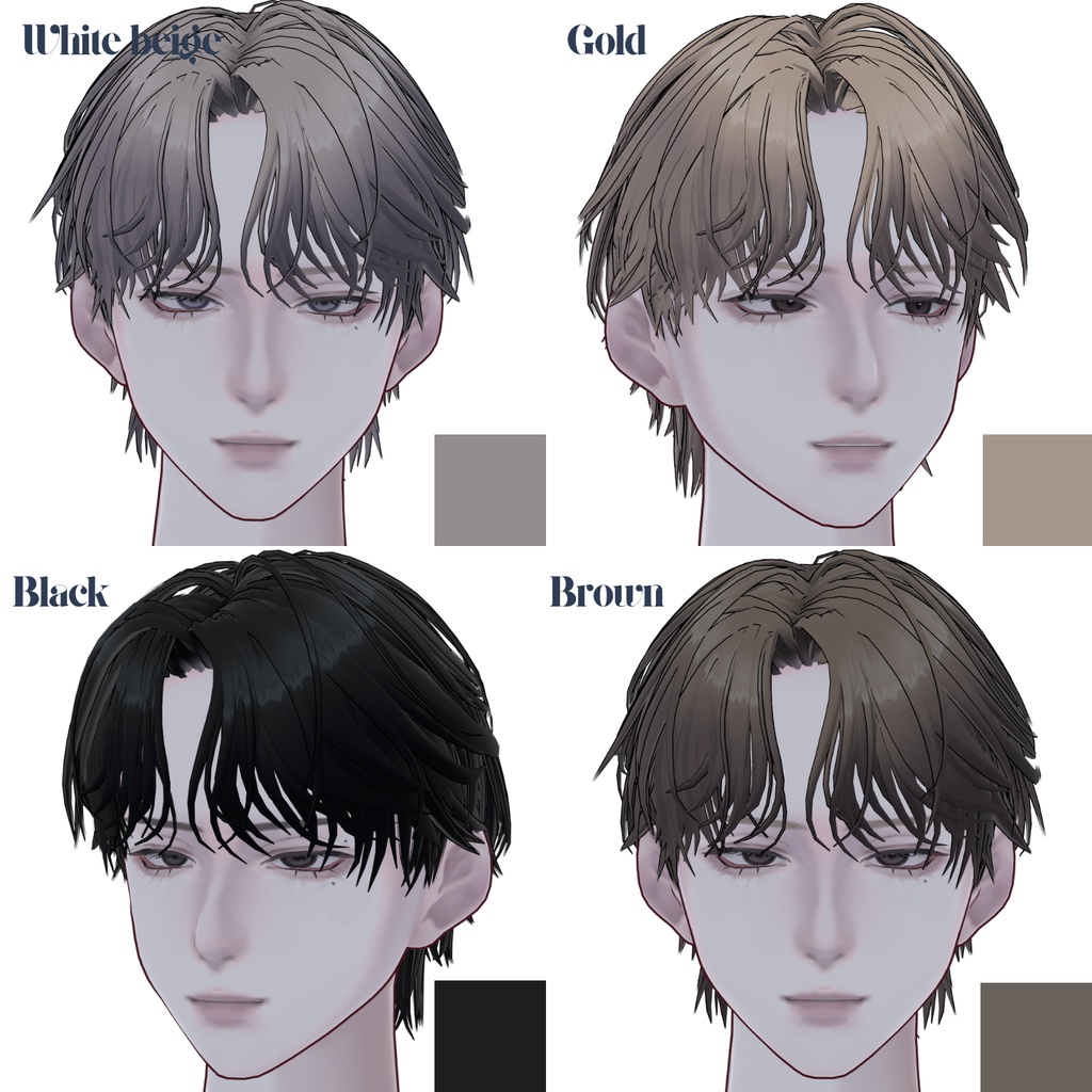 VRoid センターパート ヘアプリセット Middle part Hair preset