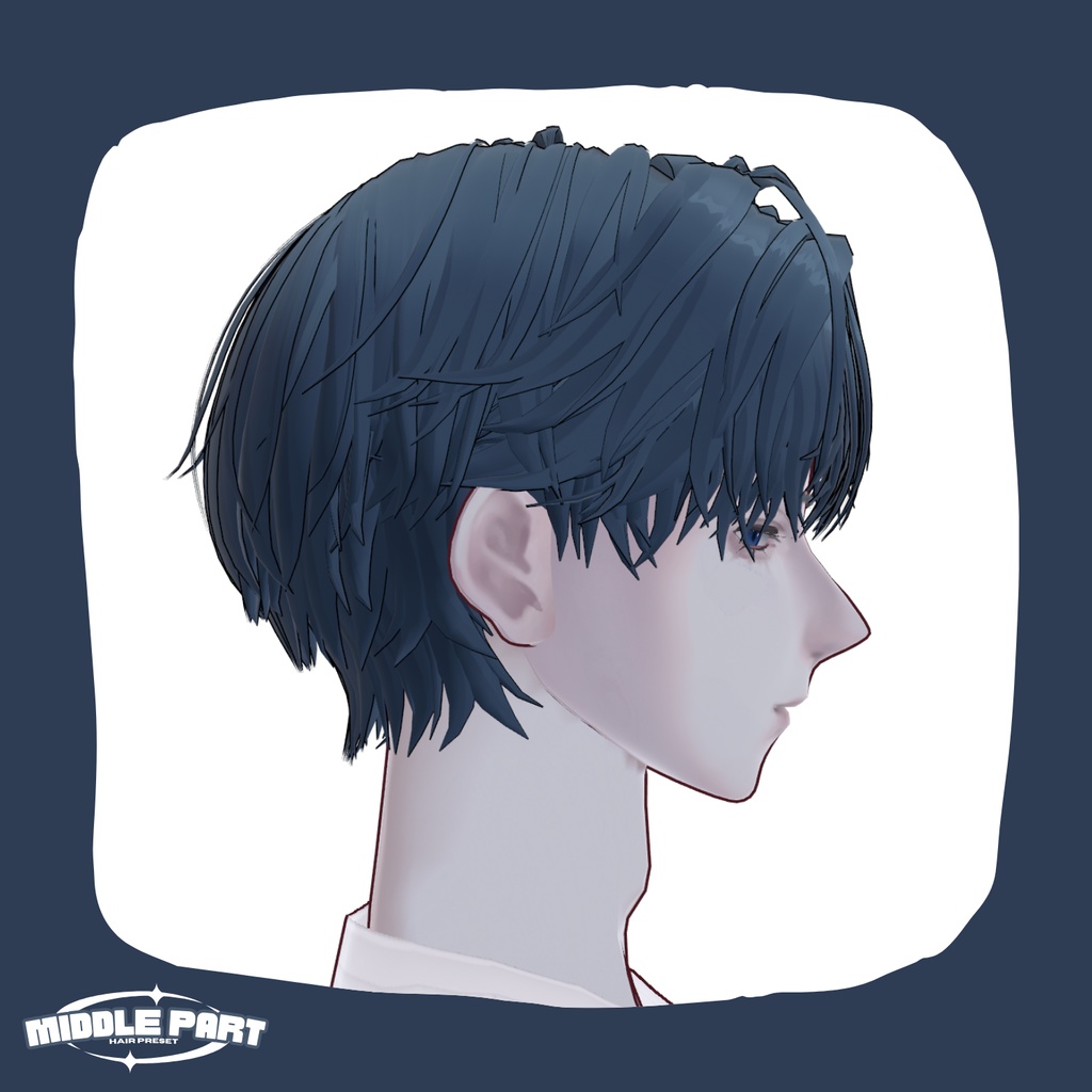 VRoid センターパート ヘアプリセット Middle part Hair preset