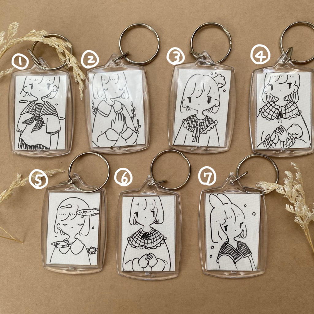 ミニ原画キーホルダー(カスピア白)