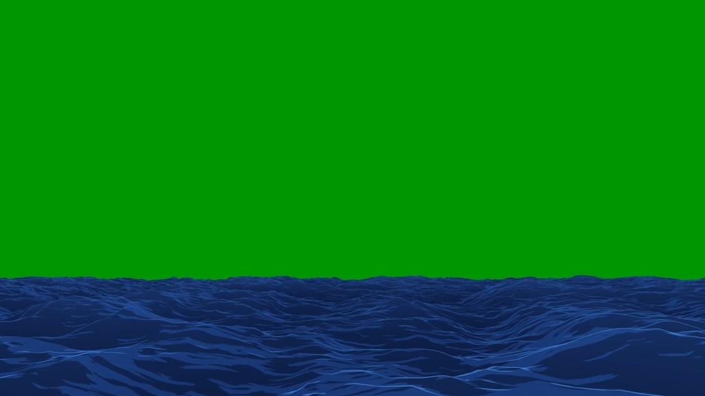 Anime Ocean Waves Loop Green Screen