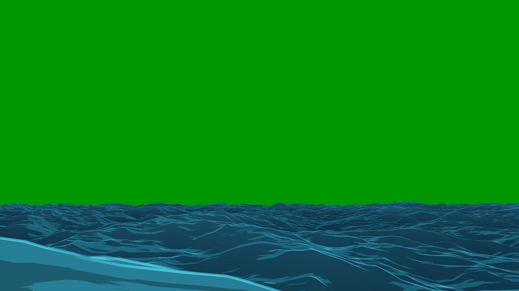 Anime Ocean Waves Loop Green Screen 2