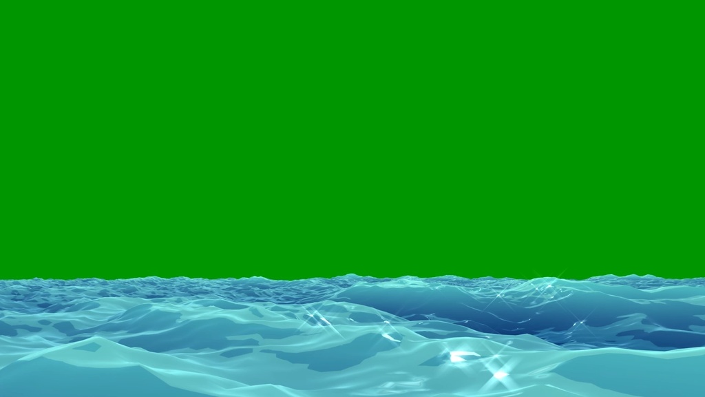 Anime Ocean Waves Loop Green Screen 5
