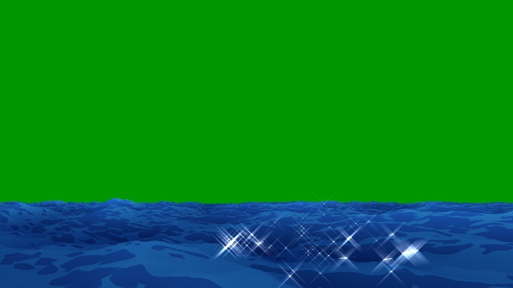 Anime Ocean Waves Loop Green Screen 6