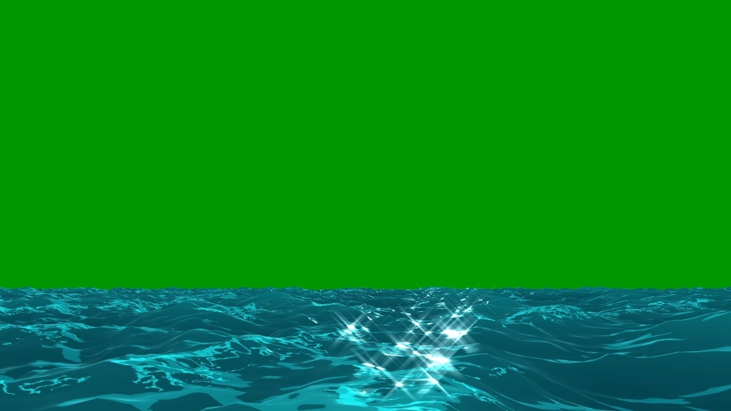 Anime Ocean Waves Loop Green Screen 9