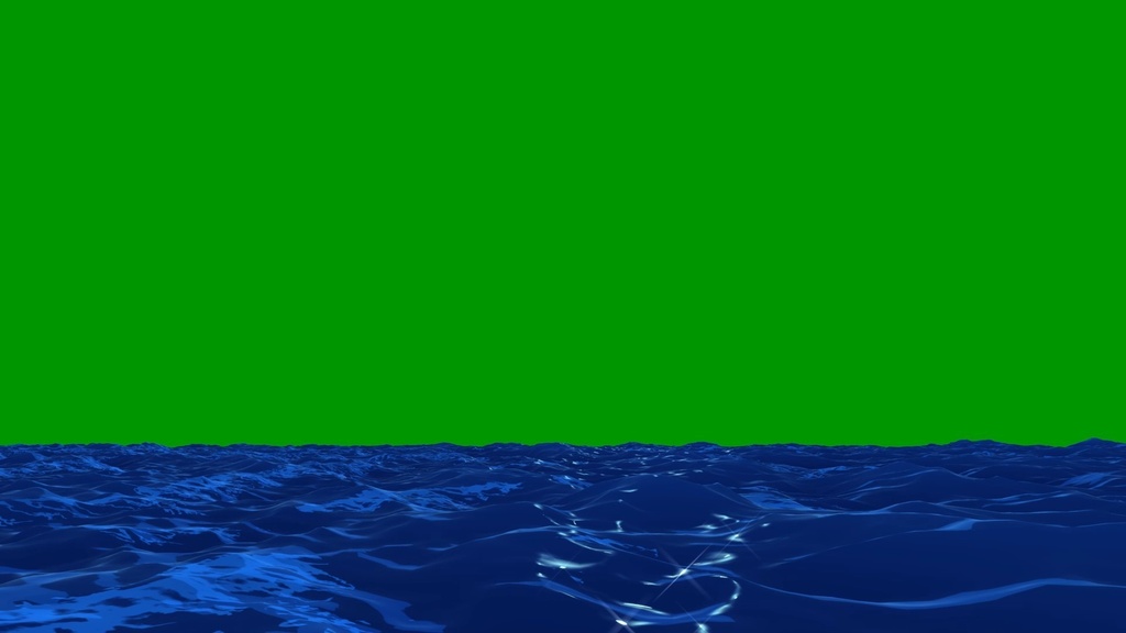 Anime Ocean Waves Loop Green Screen 10