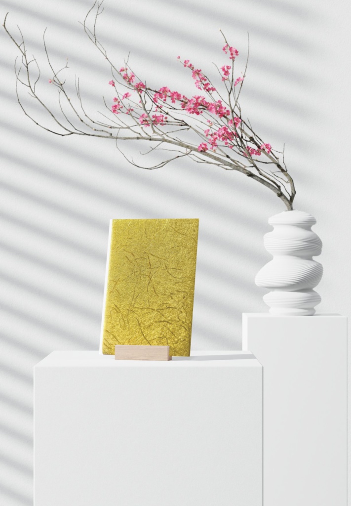 御朱印帳(金色カバー・44ページ)寺院巡り用スタンプ帳 Gold cover japanese stamp book. Handmade in Minobu, Yamanashi