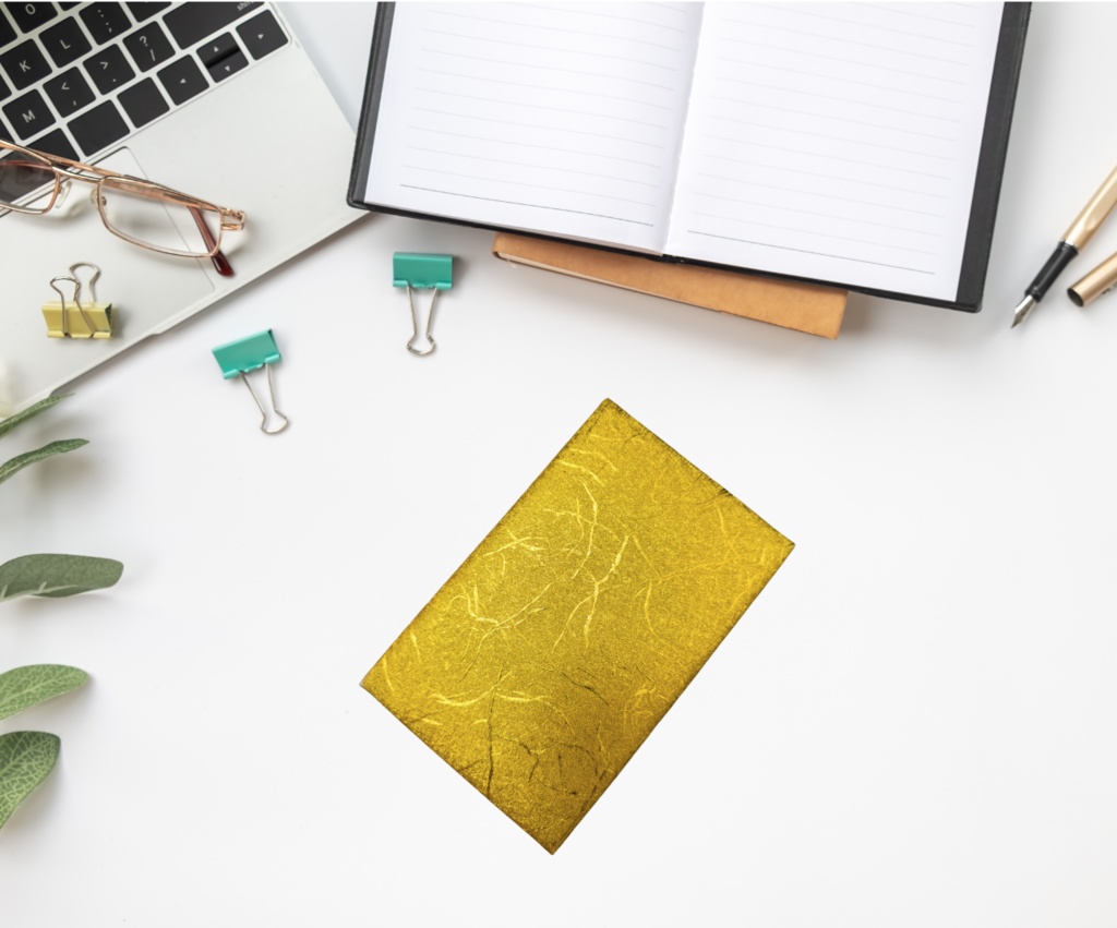 御朱印帳(金色カバー・44ページ)寺院巡り用スタンプ帳 Gold cover japanese stamp book. Handmade in Minobu, Yamanashi