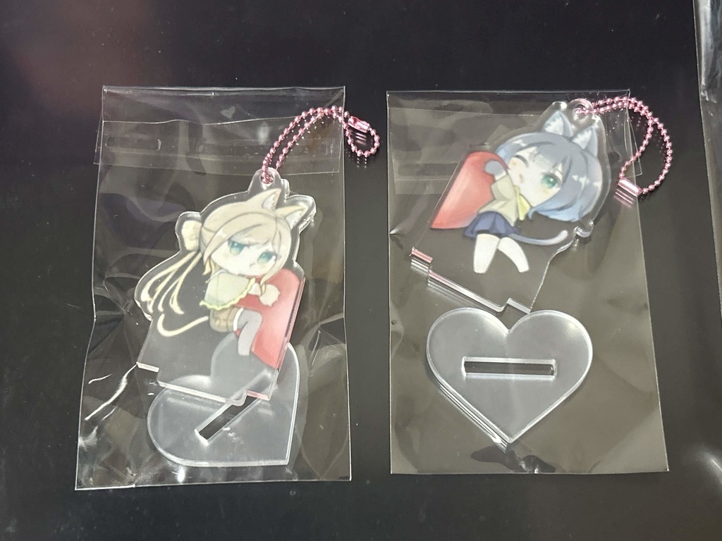 OCアクリルスタンドキーホルダー:茶猫、黒猫セット