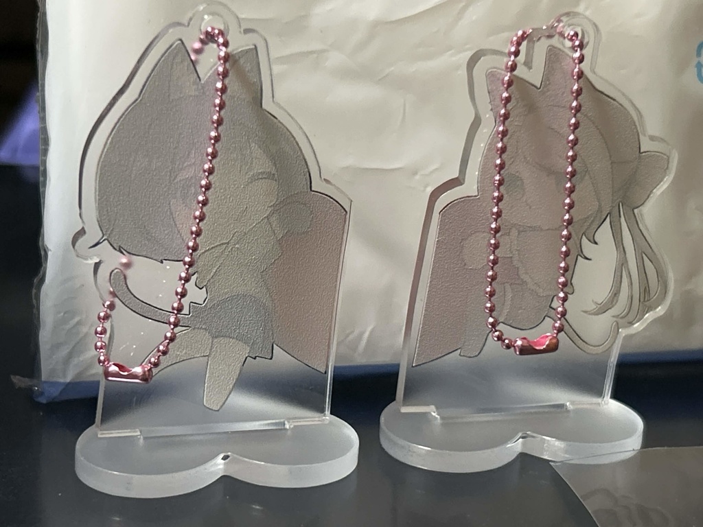 OCアクリルスタンドキーホルダー:茶猫、黒猫セット