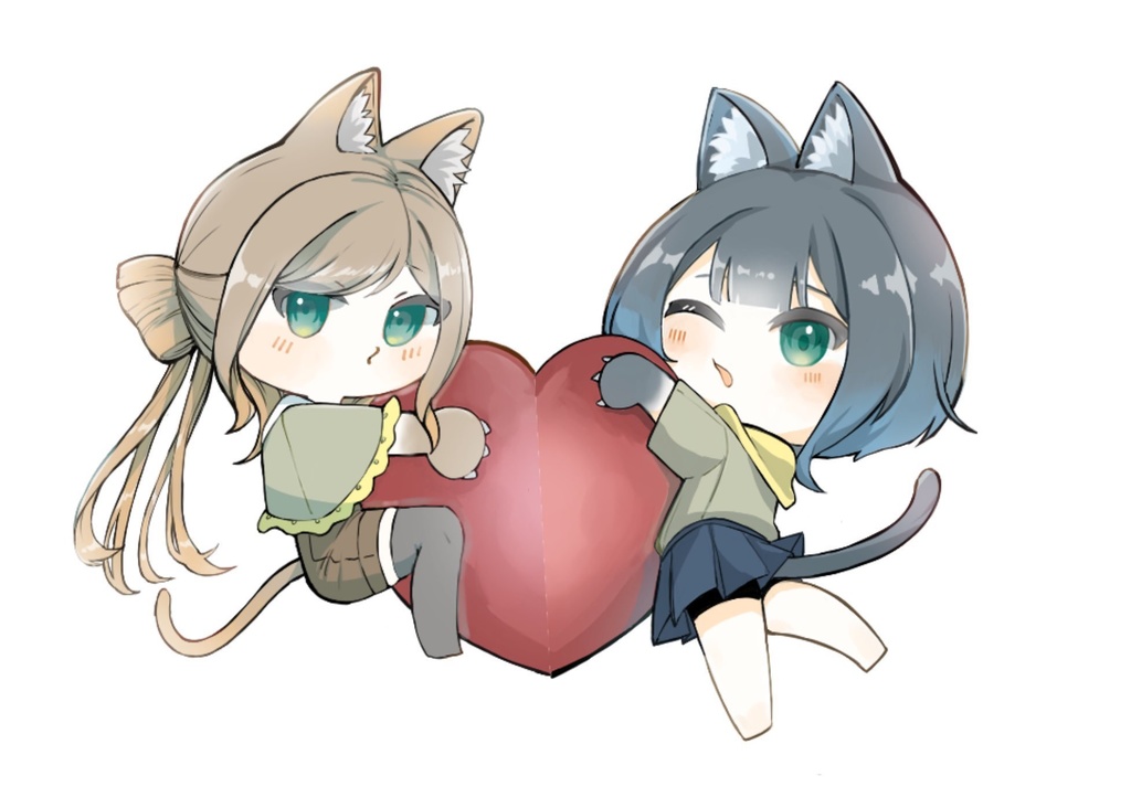 OCアクリルスタンドキーホルダー：茶猫、黒猫セット