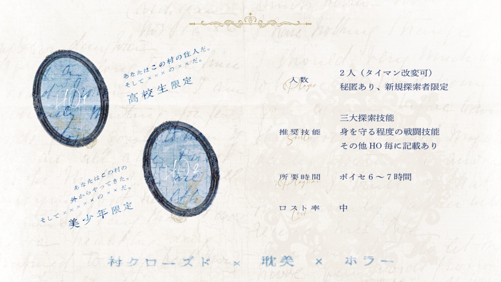 【CoCシナリオ】わがいとしのエトランゼ SPLL:E197327