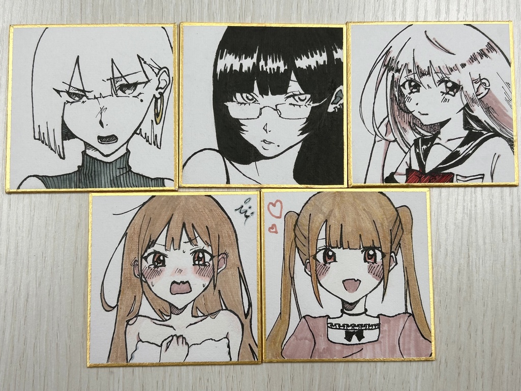 ［色紙原画5枚セット売り］女の子シリーズ
