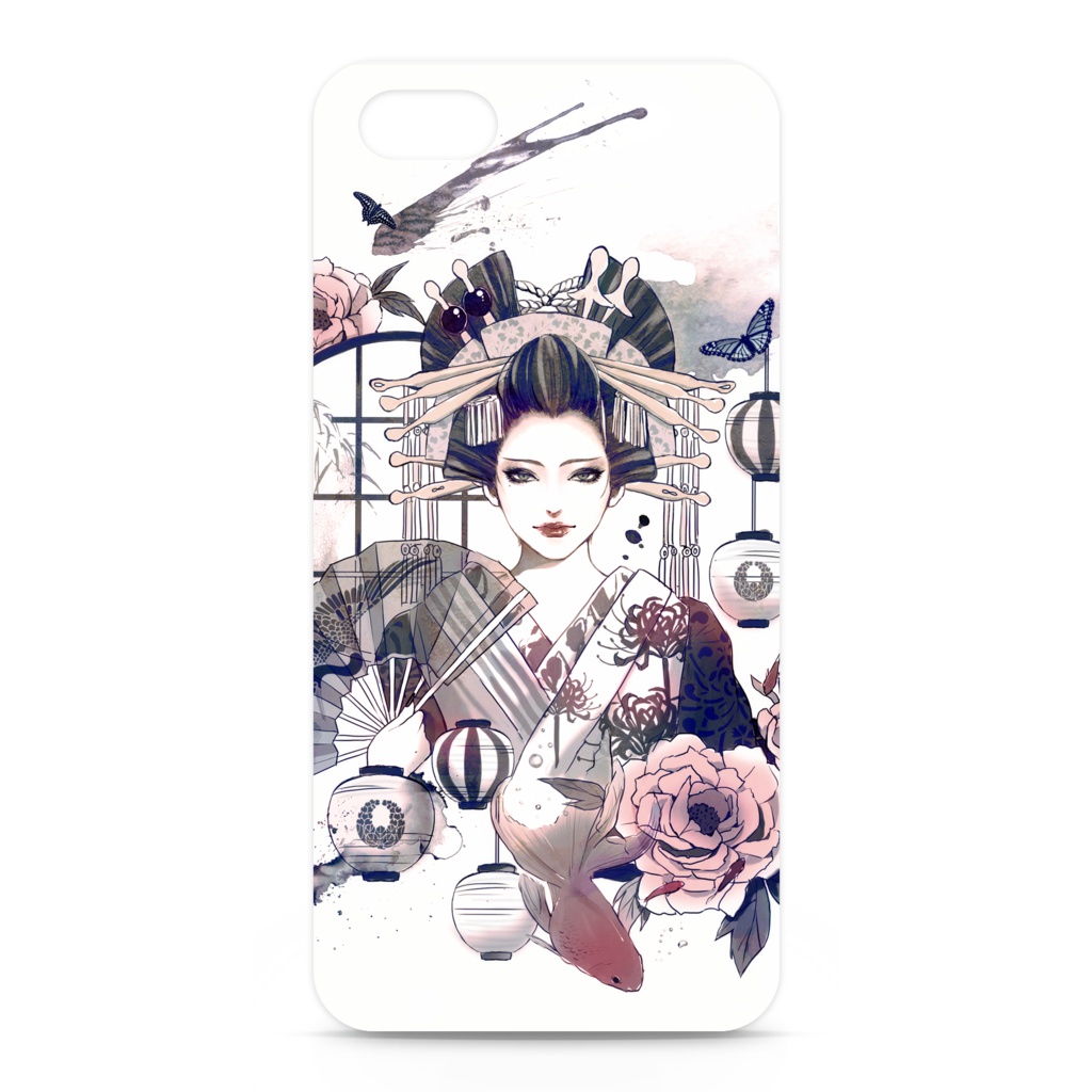 【牡丹と蝶】iPhoneケース