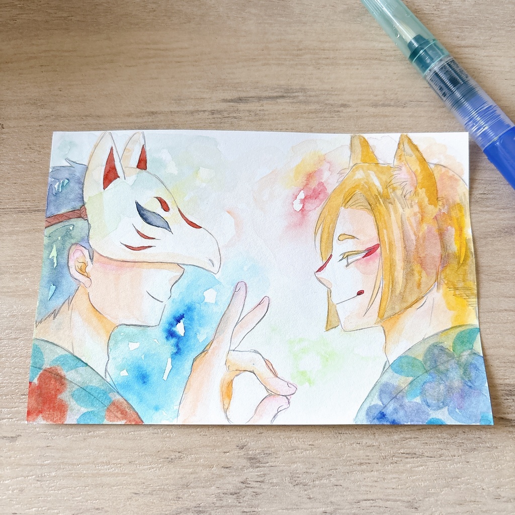 ハガキサイズ原画「夏に涼」
