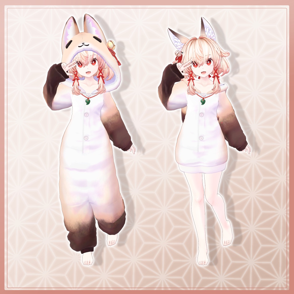 3D衣装『狐のきぐるみパジャマ Remake』7アバター&まめふれんず対応