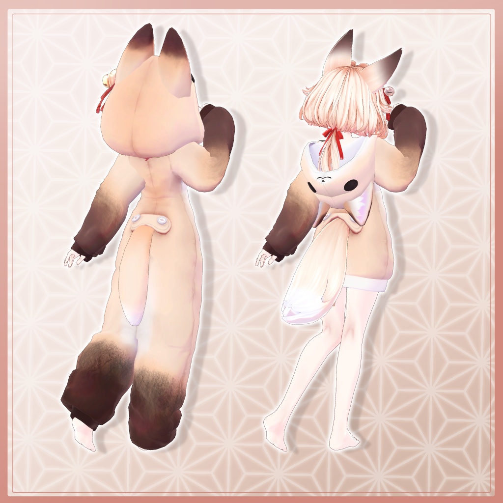 3D衣装『狐のきぐるみパジャマ Remake』7アバター&まめふれんず対応