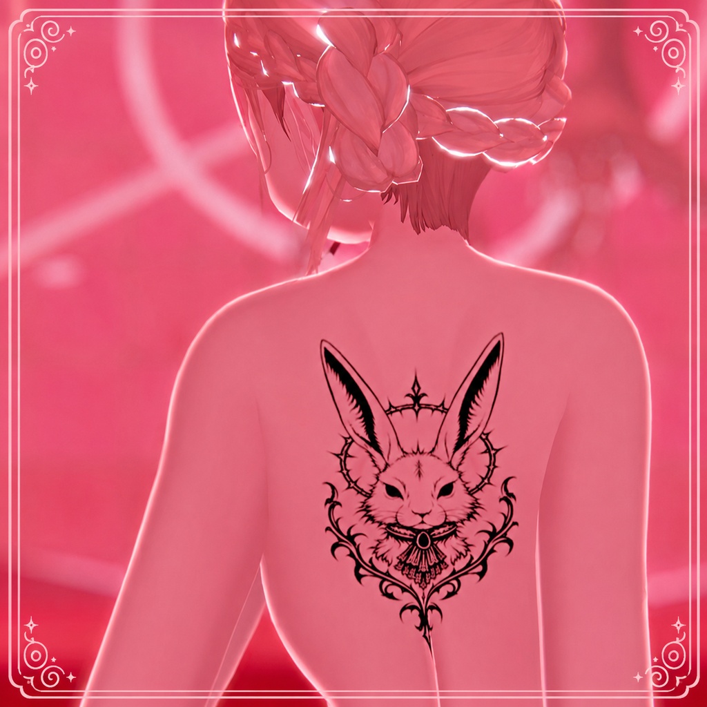 【VRC向け/Freeあり】Gothic Bunny Tattoo Pack|11種+無料2種