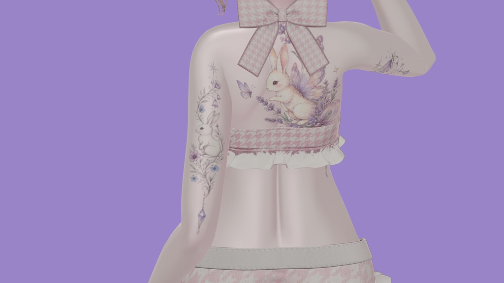 【VRC向け/Free1種有り】Fairy Rabbit Botanical Tattoo pack 8種