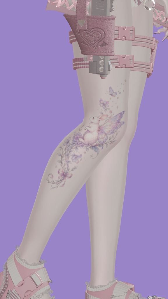 【VRC向け/Free1種有り】Fairy Rabbit Botanical Tattoo pack 8種