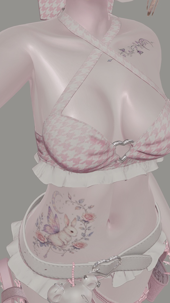 【VRC向け/Free1種有り】Fairy Rabbit Botanical Tattoo pack 8種