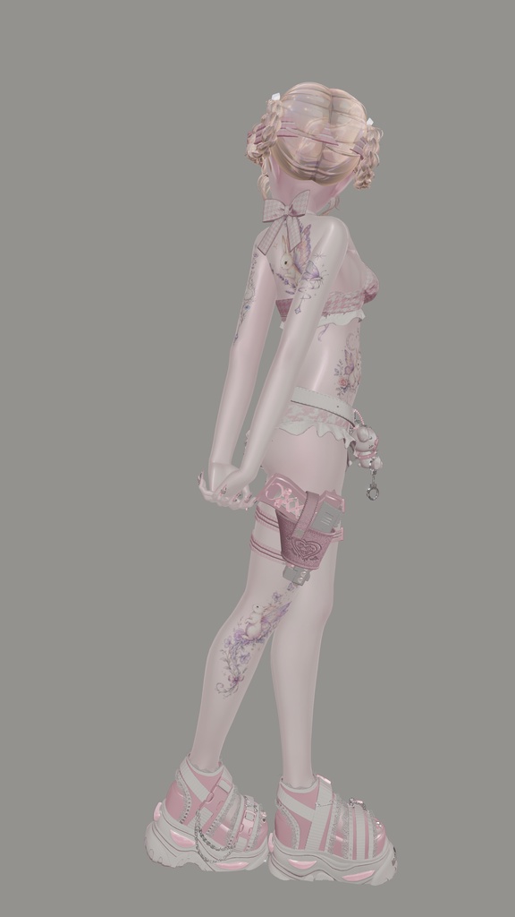 【VRC向け/Free1種有り】Fairy Rabbit Botanical Tattoo pack 8種