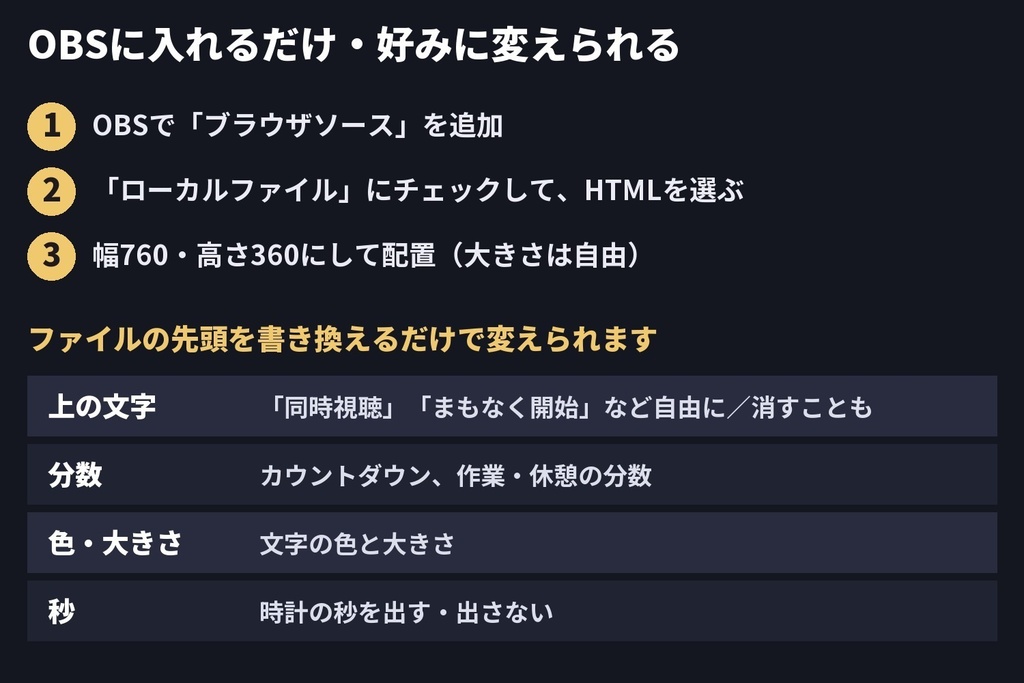 【OBS】動く時計とタイマー 8デザイン×4モード/同時視聴・作業配信・カウントダウン【無料版あり】