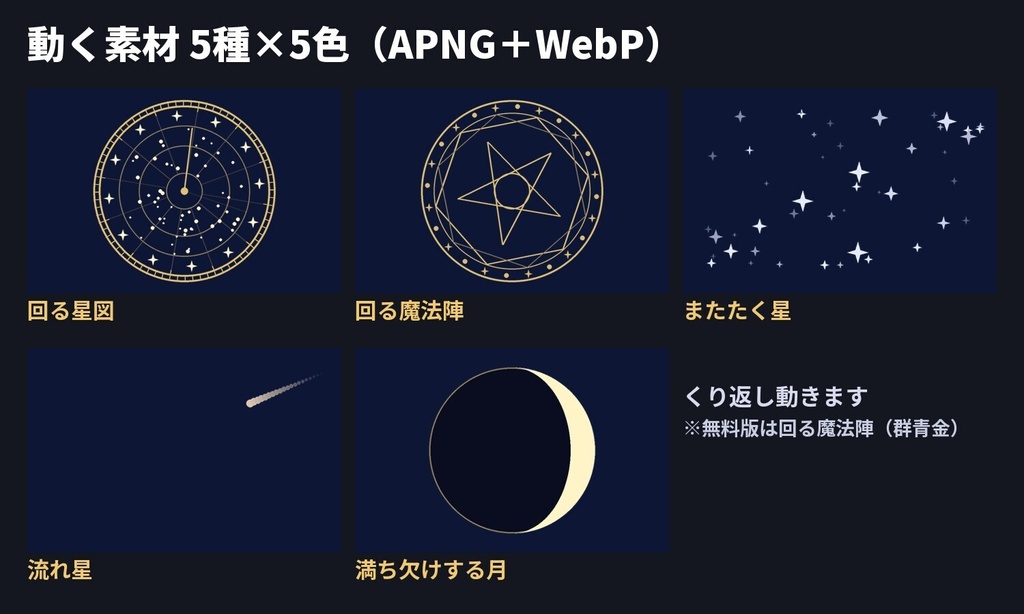 【無料版あり・部屋データ付き】天体・星図のお部屋素材|十二星座・月の満ち欠け・動く星図と魔法陣|ココフォリア