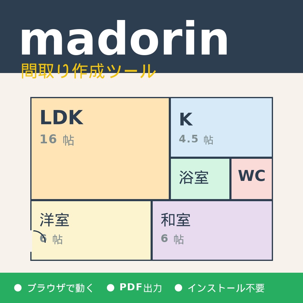 madorin — ブラウザだけで動く間取り作成ツール（HTML一本／インストール不要）