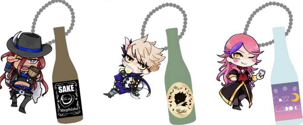 三馬鹿イメージボトル&アクリルキーホルダー