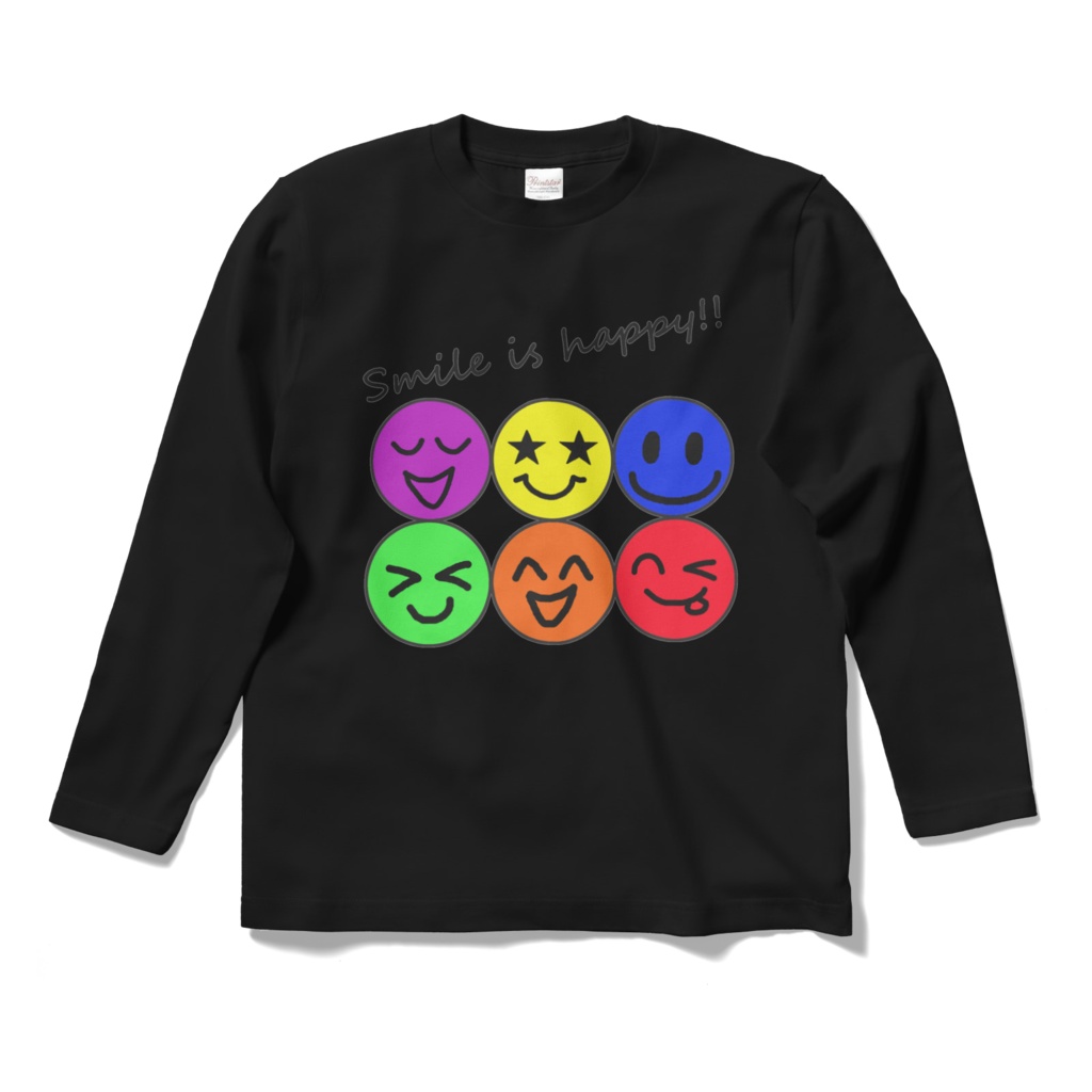 Happy Smile!!!ロングスリーブTシャツ　クロ