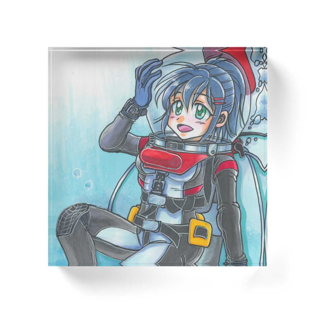 ダイバー娘アクリルブロック(小)