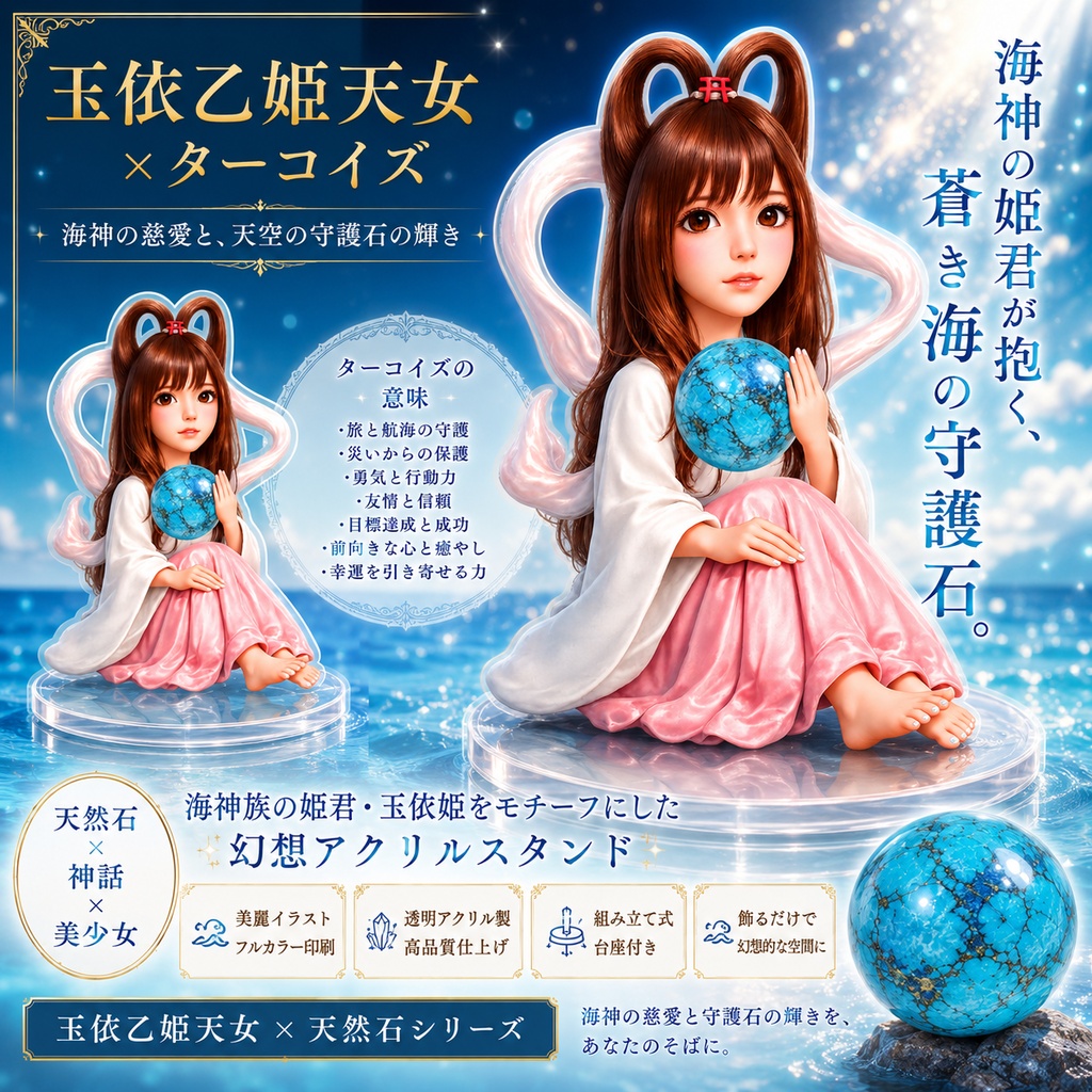 玉依乙姫天女xターコイズ 海神の姫君が抱く、旅路を見守る蒼き守護の天然石