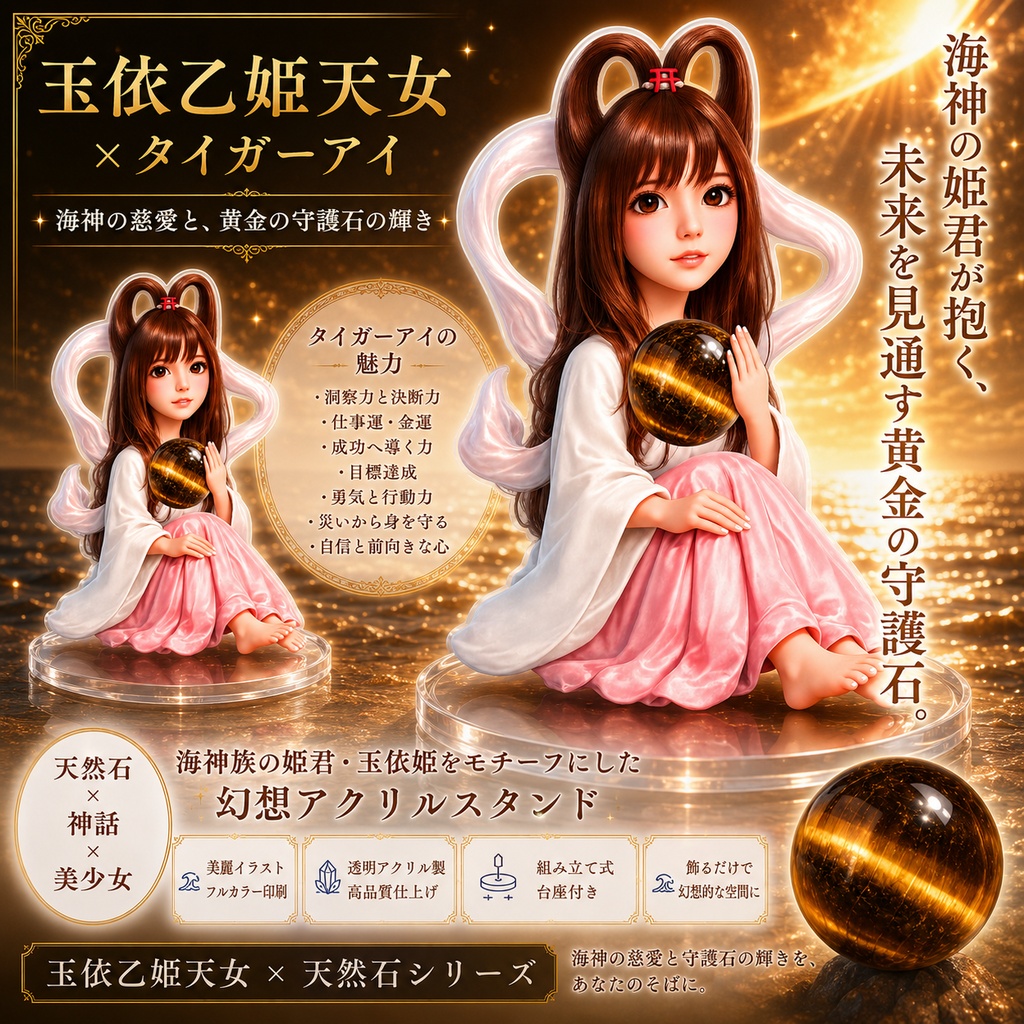 玉依乙姫天女xタイガーアイ 海神の姫君が抱く、未来を見通す黄金の守護石