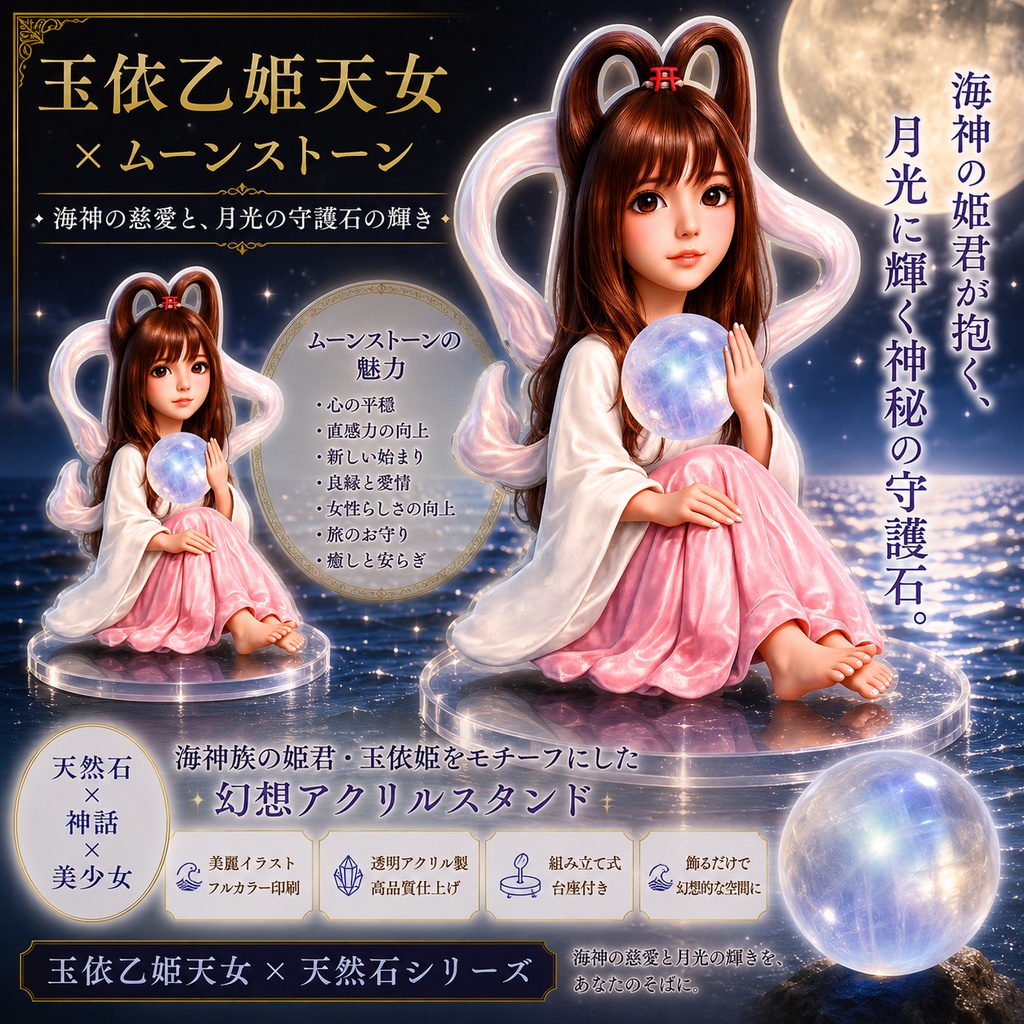 玉依乙姫天女xムーンストーン 海神の姫君が抱く、月光に輝く神秘の守護石