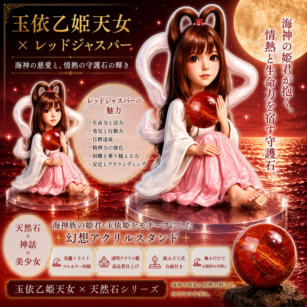 玉依乙姫天女xレッドジャスパー 海神の姫君が抱く、情熱と生命力を宿す守護石
