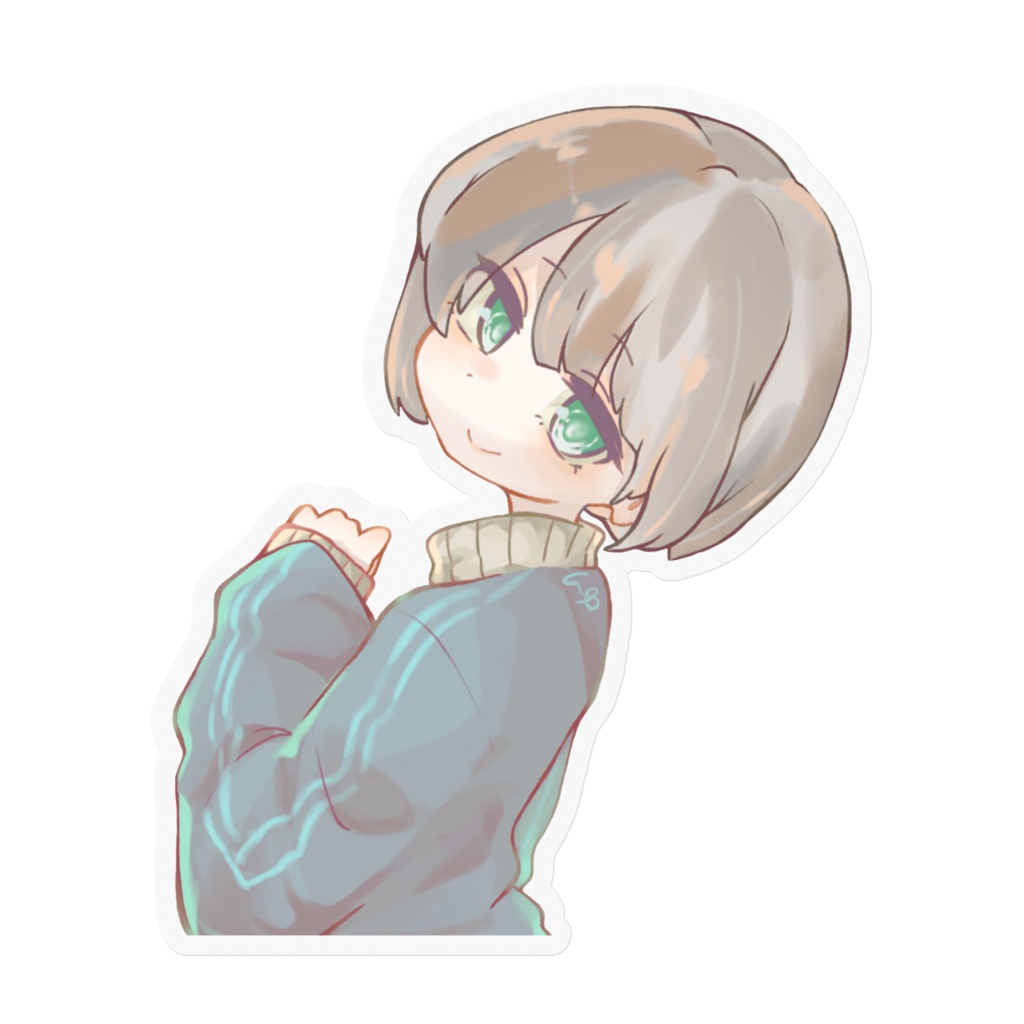 振り向き美人ちゃのステッカー