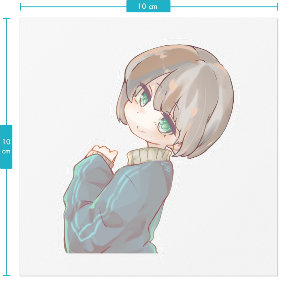 振り向き美人ちゃのステッカー