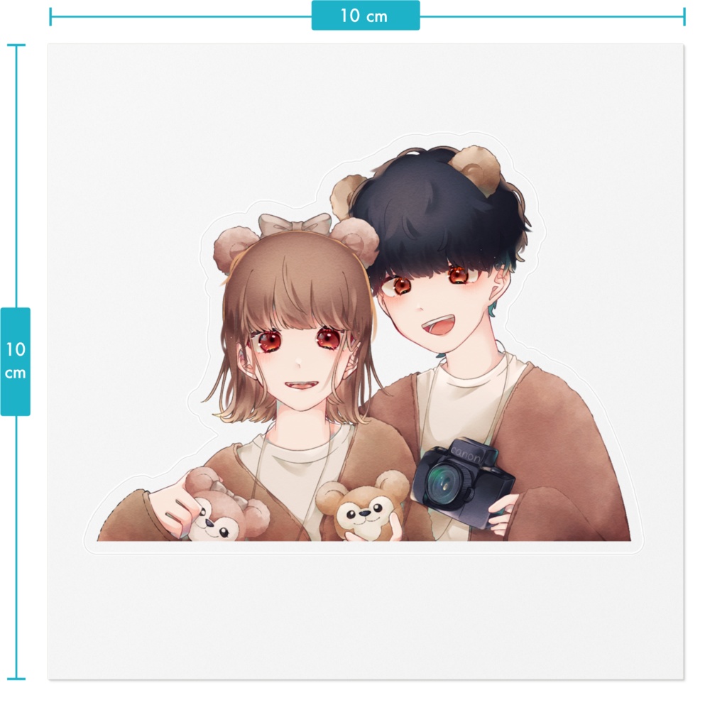 ちゃの夫婦ステッカー