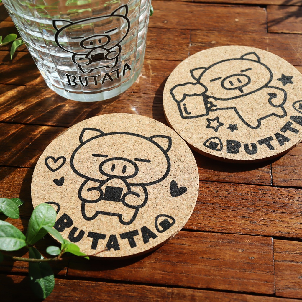 ぶたたのコルクコースター2柄セット