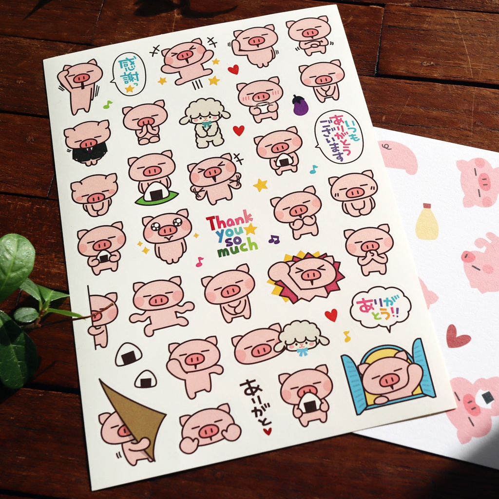 ぶたたの感謝シールとポストカードのセット