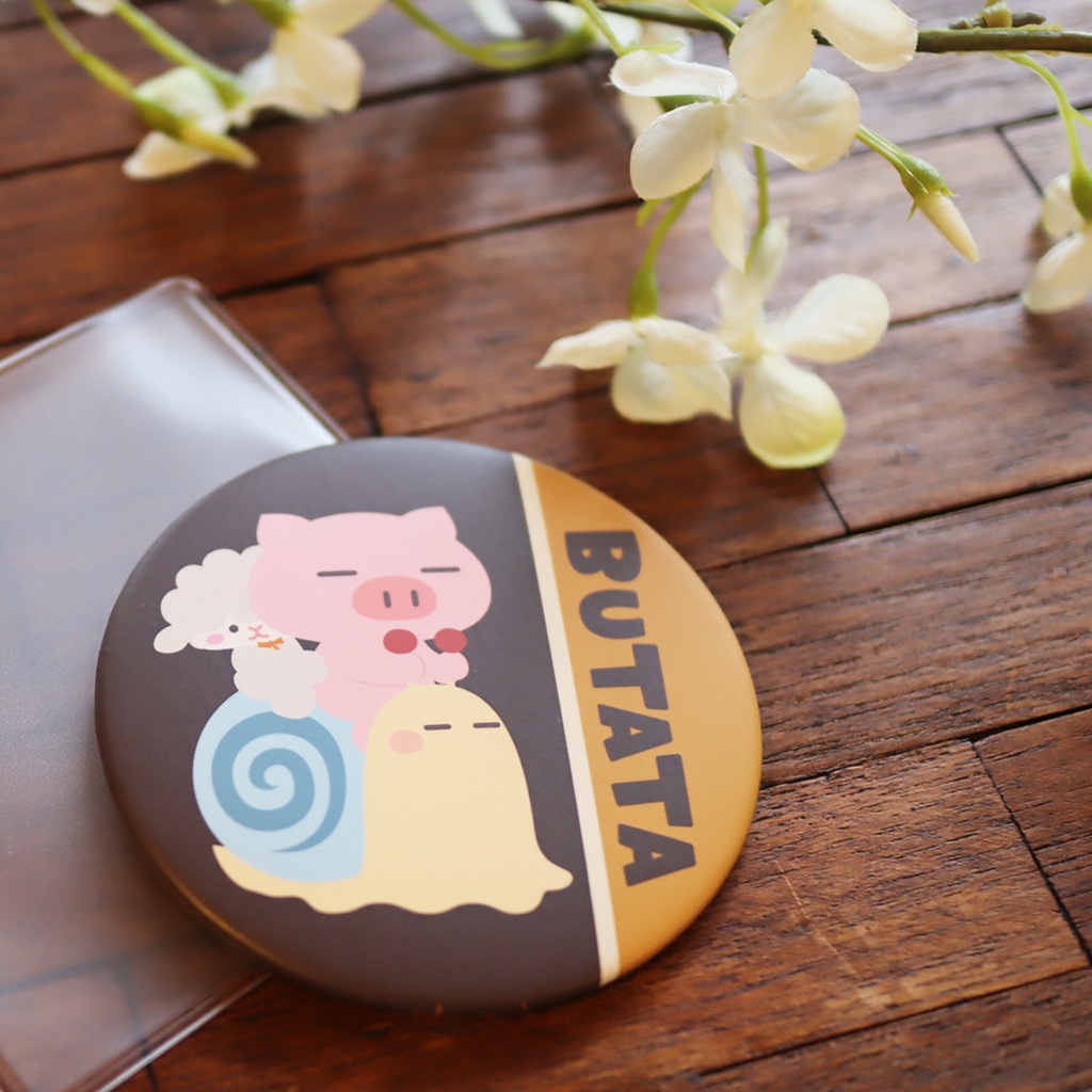 ぶたたの丸い缶ミラー